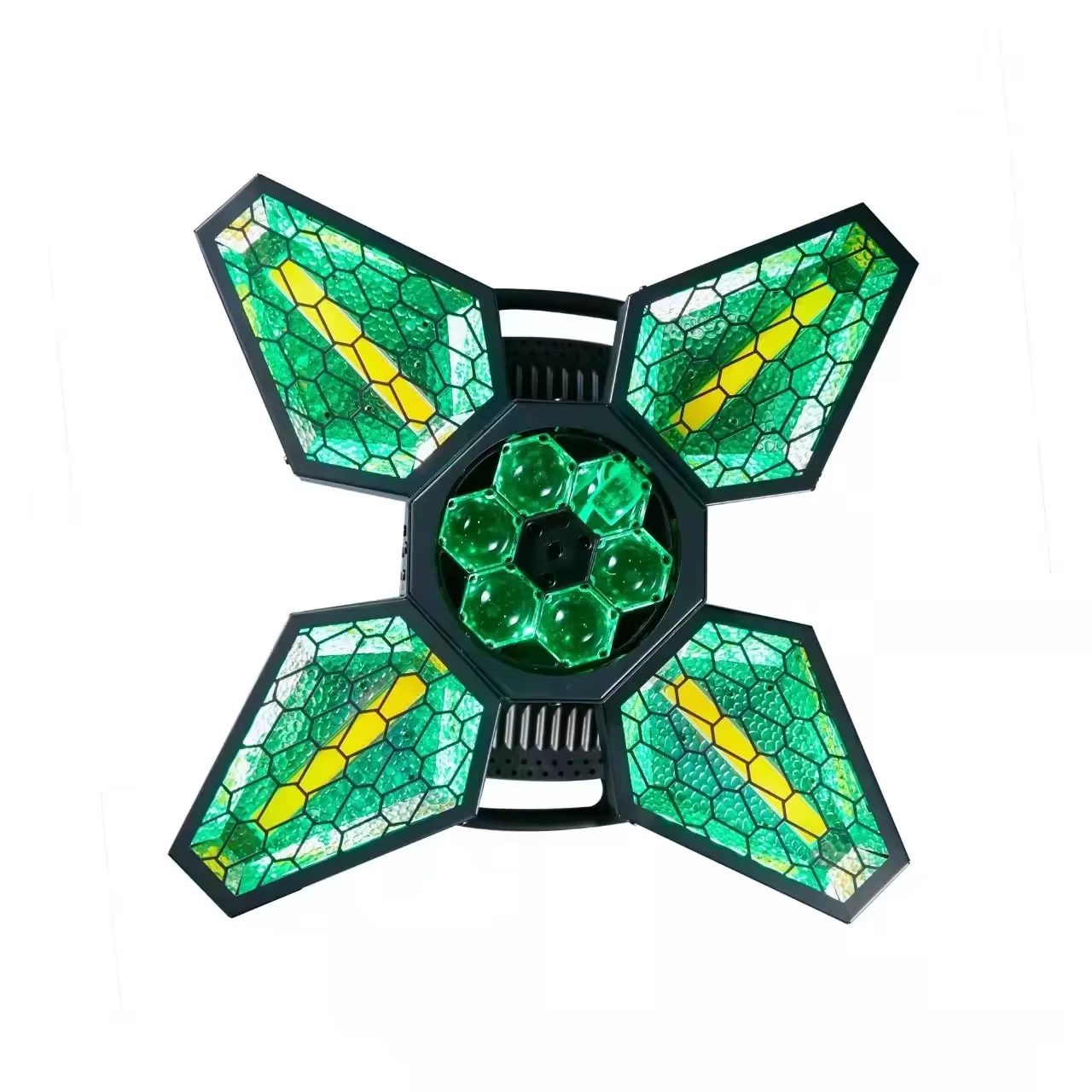 Heyulin Retro Four-Leaf Honeycomb LED Fan Light with RGBW Strobe Effect Bar Atmosphere for Concert Stage DMX512 Control Mode Lighting