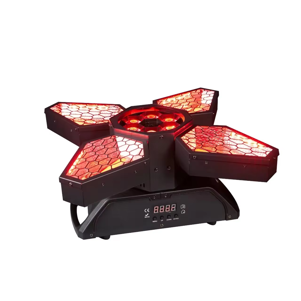 Heyulin Retro Four-Leaf Honeycomb LED Fan Light with RGBW Strobe Effect Bar Atmosphere for Concert Stage DMX512 Control Mode Lighting