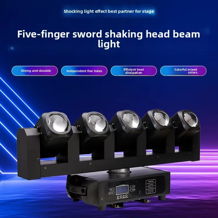 Five-Eye Beam Shaking LED Stage Lighting Private Room Flashing Laser Light KTV Voice Controlled Rotating Colorful DMX512 Mode