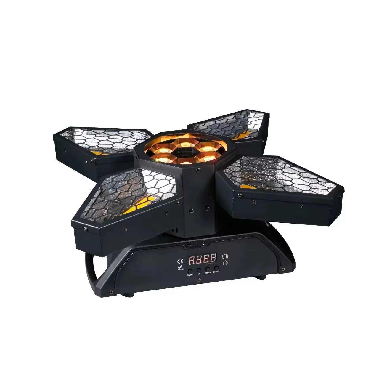 Heyulin Retro Four-Leaf Honeycomb LED Fan Light with RGBW Strobe Effect Bar Atmosphere for Concert Stage DMX512 Control Mode Lighting