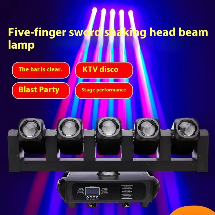 Five-Eye Beam Shaking LED Stage Lighting Private Room Flashing Laser Light KTV Voice Controlled Rotating Colorful DMX512 Mode
