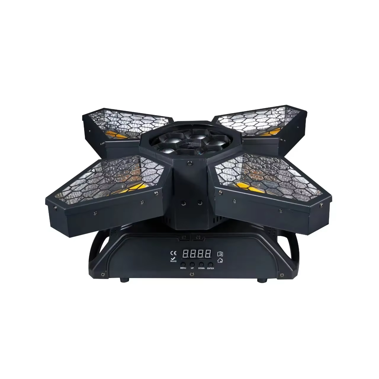 Heyulin Retro Four-Leaf Honeycomb LED Fan Light with RGBW Strobe Effect Bar Atmosphere for Concert Stage DMX512 Control Mode Lighting