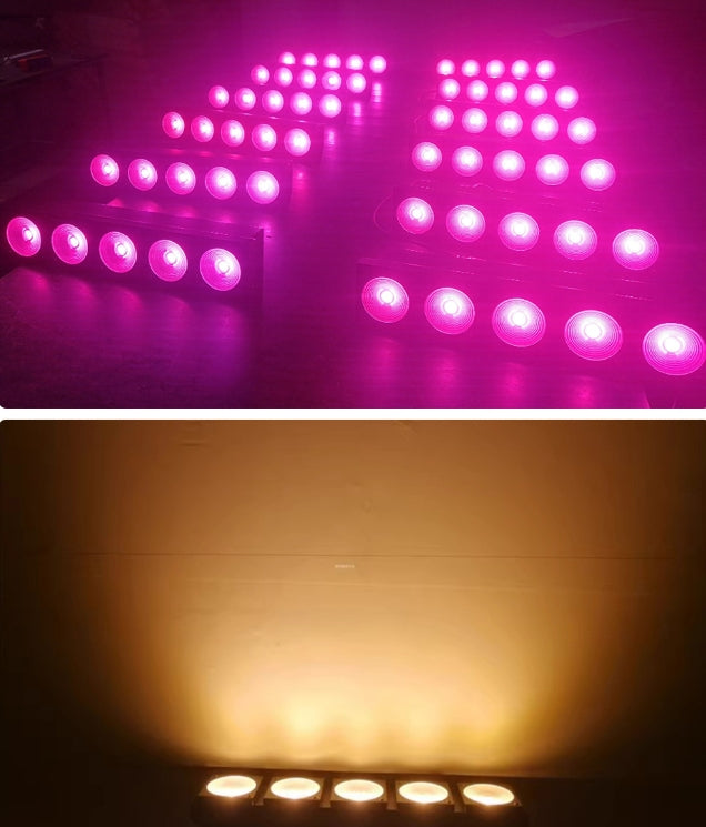 Heyulin 5-Eye Matrix LED Stage Light Full Color 3-in-1 COB Par & Dyeing Live Broadcast Performance with DMX512 Control Mode