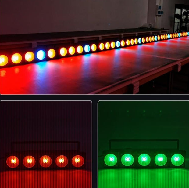 Heyulin 5-Eye Matrix LED Stage Light Full Color 3-in-1 COB Par & Dyeing Live Broadcast Performance with DMX512 Control Mode