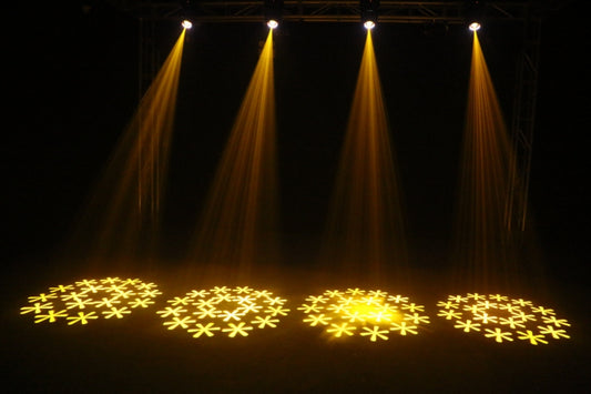 Heyulin Pattern Small Steel Cannon with Radiant Dyeing Light Stage Light Headlight Colorful Rotating Performance Beam Light