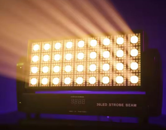Heyulin 36pcs RGBW Moving Head Matrix Light Full Color Stage Lighting Equipment for DJ DMX Control Strobe Disco