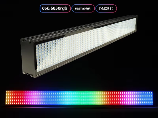 Heyulin 666pcs RGB Tri-Blend Pixel Control DMX512 LED Strip RGBW Beam Projector for DJ Dimming Strobe Pixel Sound Control Bar