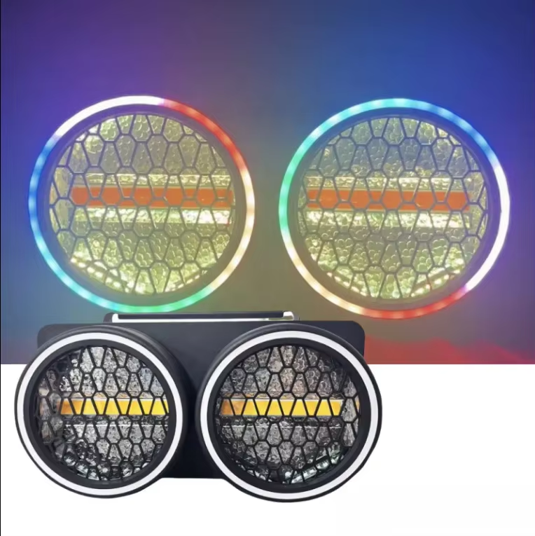 Two-Eyed Retro LED Stage Bar with RGBW Vintage Racing Effect Disco Background Lighting DMX512 Control Mode Nightclub LiveStream